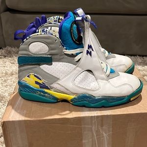 🟣JORDAN RETRO VIII 8 WHITE AQUA CONCORD BUGS BUNNY SIZE WOMENS 12/ MENS 11 2007